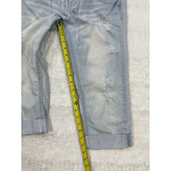 Ariya Jeans Capri 3/4 Light Wash Cuffed Distressed Denim - Picture 7 of 7